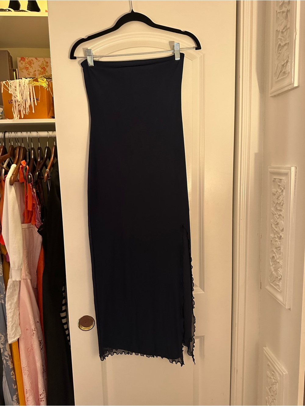 Urban Outfitters Navy Strapless Midi Dress